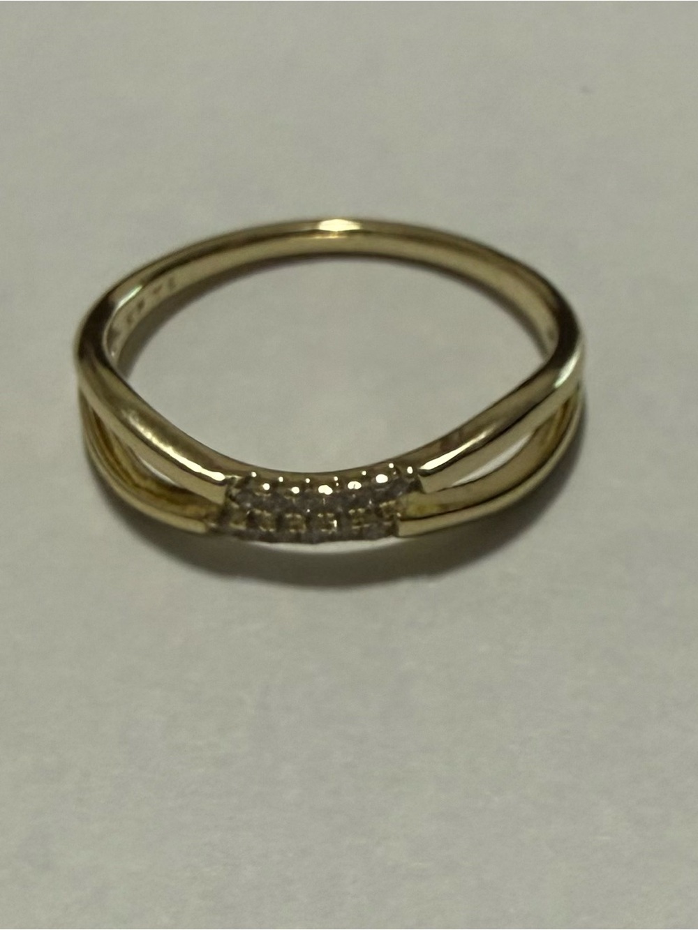 14k Gold Electroplated With Cz Stones Stackable Band Ring